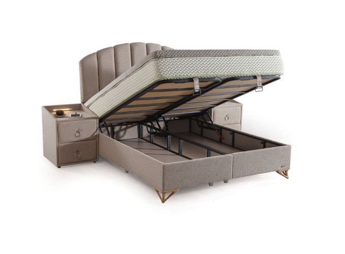 Κρεβάτι υφασμάτινο Solid με αποθηκευτικό χώρο, 90x190 εκ., All4home