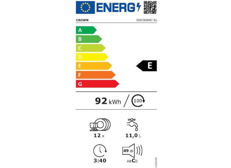 Πλυντήριο πιάτων DWC6004C SL, INOX,12 σερβίτσια, E, Crown Πλυντήριο πιάτων DWC6004C SL, INOX,12 σερβίτσια, E, Crown
