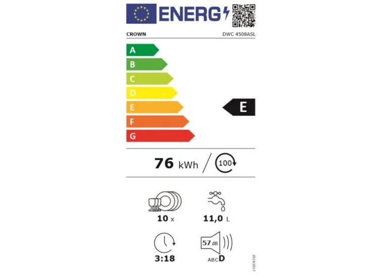 Πλυντήριο Πιάτων για 10 Σερβίτσια Π45xY85εκ. Inox, DWC 4508ASL , Crown Πλυντήριο Πιάτων για 10 Σερβίτσια Π45xY85εκ. Inox, DWC 4508ASL , Crown