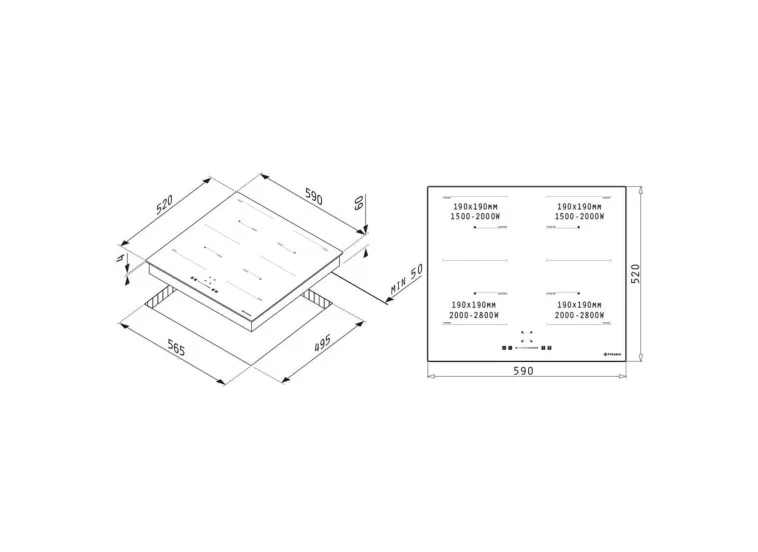 Pyramis PHI63432FMB 174020140 Επαγωγική Εστία Αυτόνομη με Λειτουργία Κλειδώματος 59x52εκ.