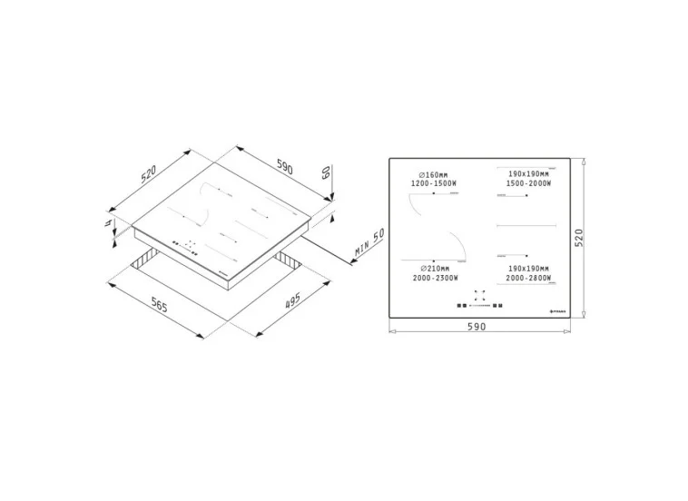 Pyramis PHI62432FMB Επαγωγική Εστία Αυτόνομη με Λειτουργία Κλειδώματος 59x52εκ. 174020130
