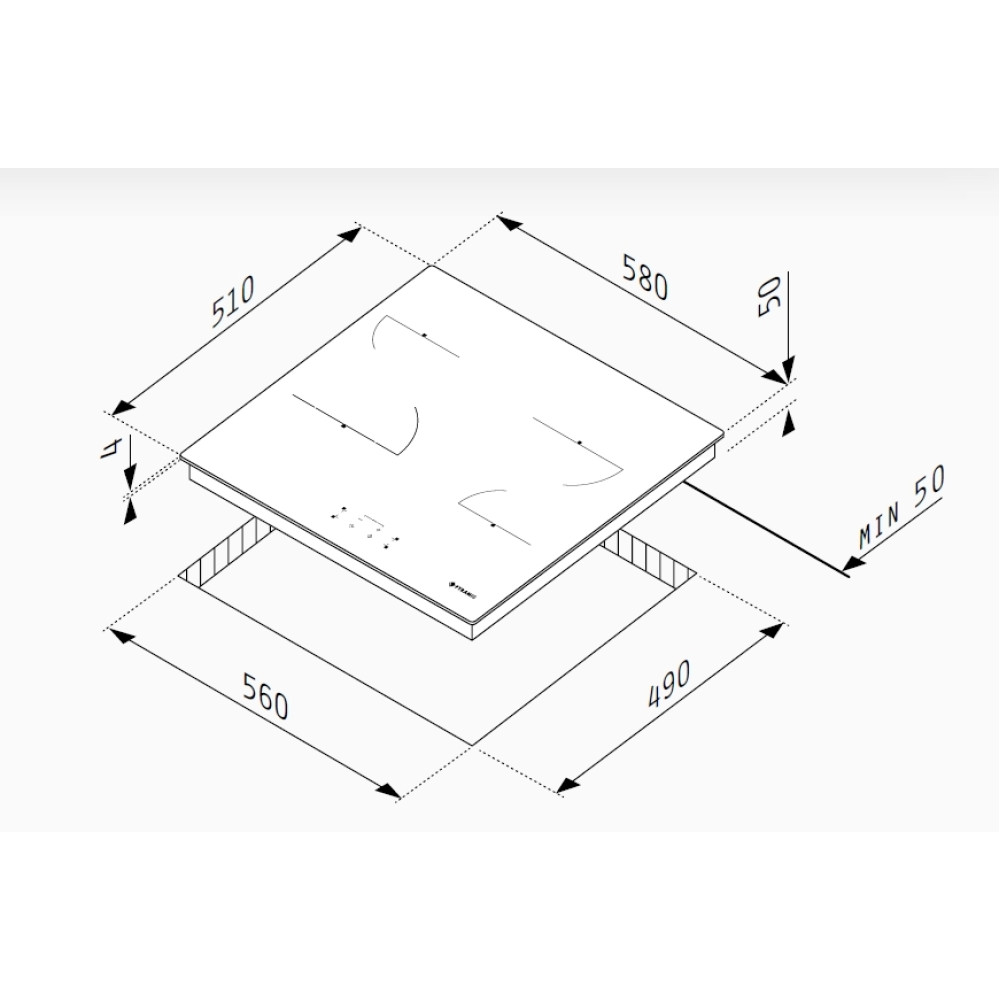 Pyramis PHC61510FMW Κεραμική Εστία Αυτόνομη με Λειτουργία Κλειδώματος 58x51εκ. (174020050)