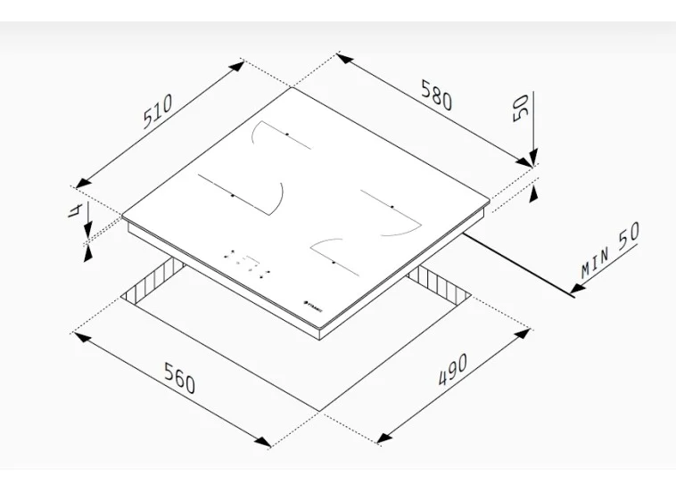 Pyramis PHC61510FMW Κεραμική Εστία Αυτόνομη με Λειτουργία Κλειδώματος 58x51εκ. (174020050)