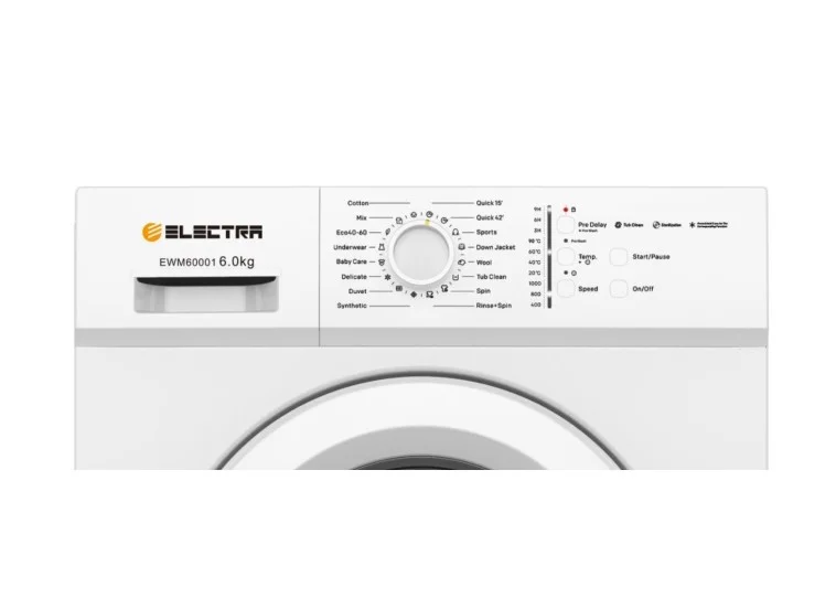 Πλυντήριο ρούχων, Electra EWM60001, 1000 στροφών, 6,00 kg, E, Λευκό Πλυντήριο ρούχων, Electra EWM60001, 1000 στροφών, 6,00 kg, E, Λευκό