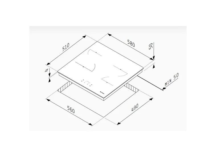 Pyramis PHC61510IFB Κεραμική Εστία Αυτόνομη Inox 58x51εκ. 174020060