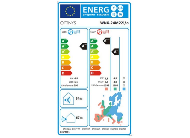Κλιματιστικό Inverter, 24000 Btu A ++ /A+, WNX-24M22,OMNYS| All4home Κλιματιστικό Inverter, 24000 Btu A ++ /A+, WNX-24M22,OMNYS