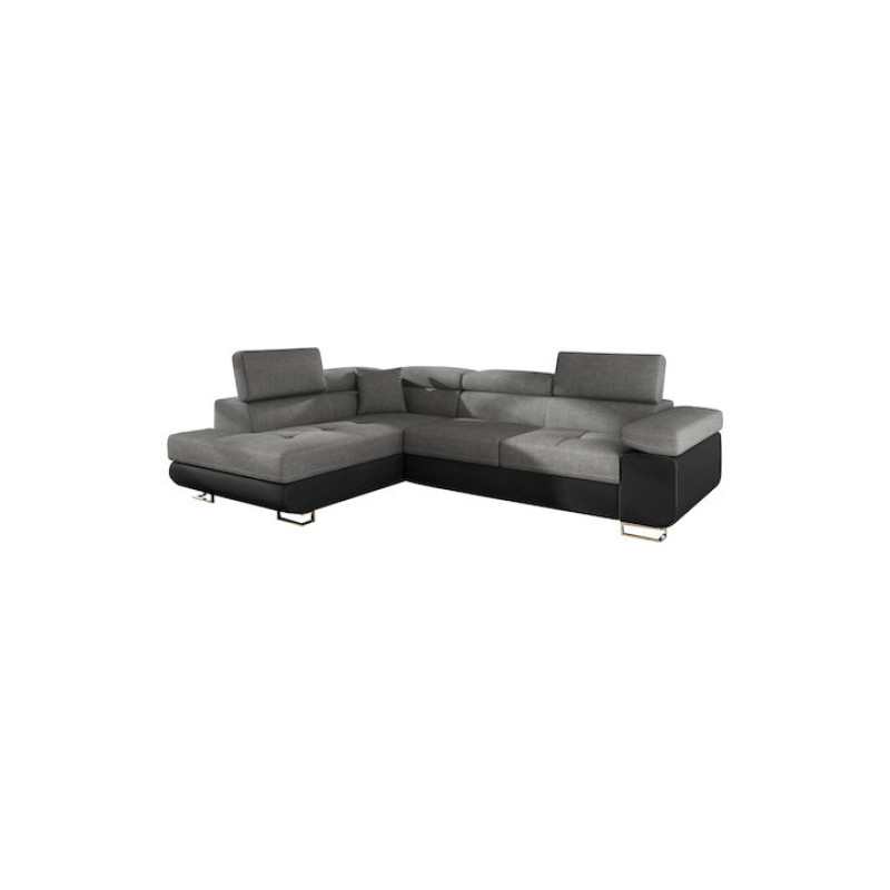 Γωνιακός καναπές κρεβάτι Alexander με αποθηκευτικό χώρο (αριστερή γωνία), Γκρι, 275x202 εκ, Silk