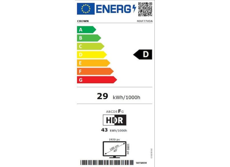 Τηλεόραση Smart, 40" Full HD LED , 40VF77VDA (2024) , Crown