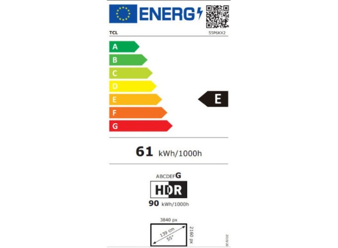 Τηλεόραση 55V6C , 139 cm, 3840x2160 UHD-4K , 55 ιντσών, Android, LED, Smart TV,TCL
