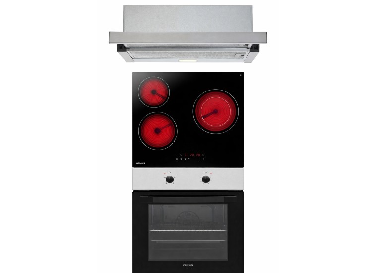 Σετ Φούρνος Εστία, Απορροφητήρας FCM 106AIX + CHP32 + CT6040IX , Crown