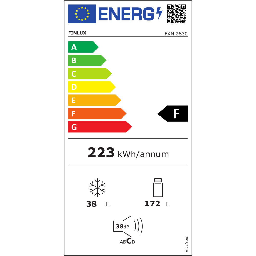 Εντοιχιζόμενο Ψυγείο Δίπορτο, Finlux , FXN 2630,  210lt