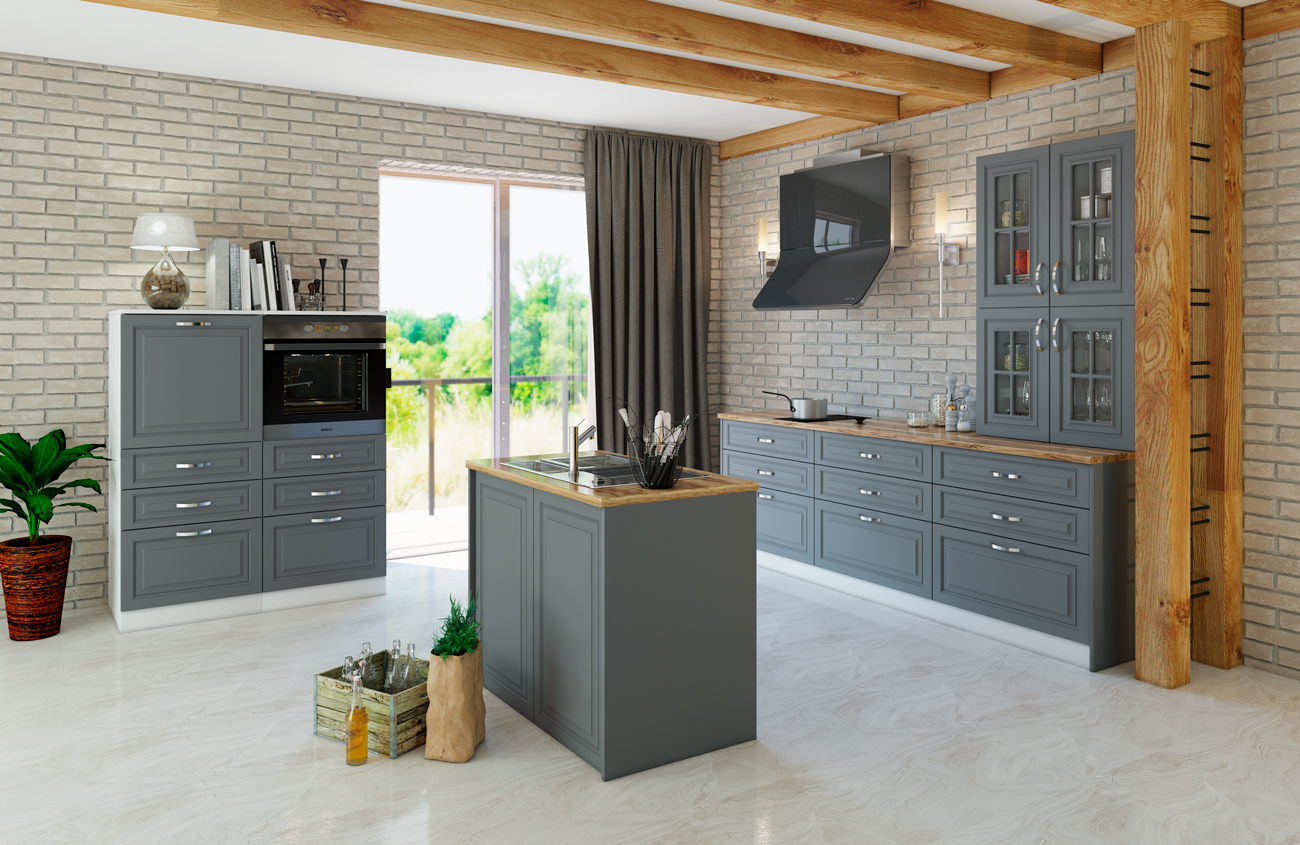 Σύνθεση Κουζίνας MDF Vintage Velvet 100/120/240, 620x217x60 εκ., Genomax - Λευκό