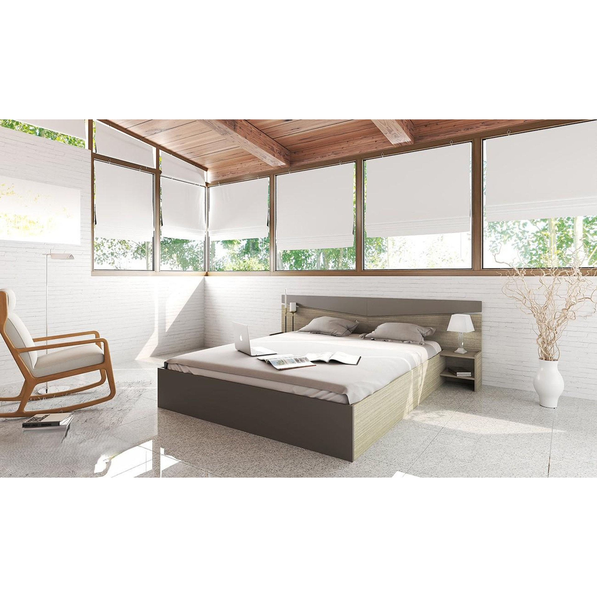 Σετ κρεβατοκάμαρας 3 τεμαχίων,1212007 Μόκα/Latte, με ΔΩΡΟ κουβέρτα. και μηχανισμό ανύψωσης, 226x78x206 εκ., Genomax