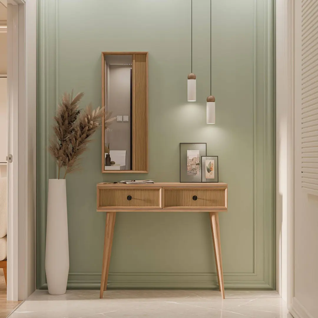 Τουαλέτα με καθρέφτη, Luna 6024 , Φυσικό Ξύλο, 90x35x82εκ., All4home