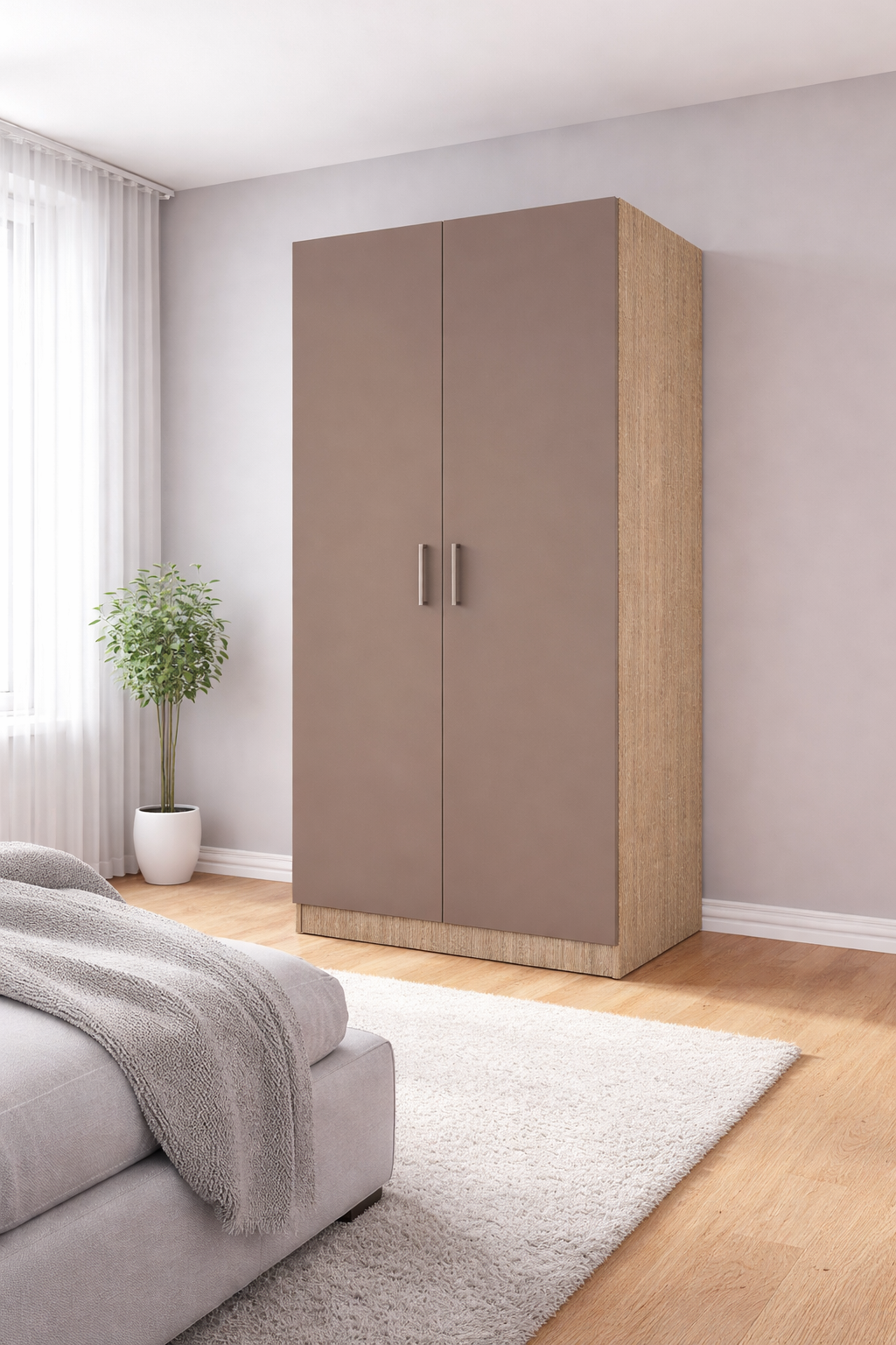 Ντουλάπα Δίφυλλη 1211001 Μόκα, 52x191x80, Genomax