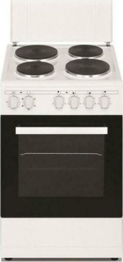 Ηλεκτρική κουζίνα 43lt με Εμαγιέ Εστίες Π50εκ. Λευκή,C-5060FL,Arielli