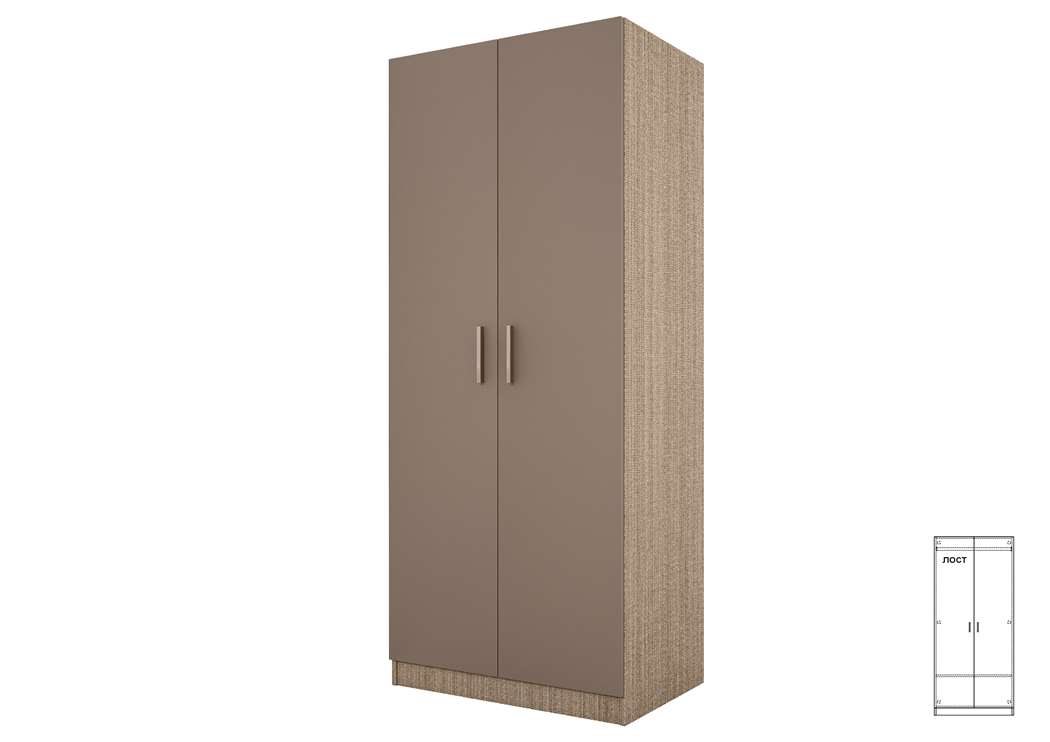 Ντουλάπα Δίφυλλη 1211001 Μόκα, 52x191x80, Genomax