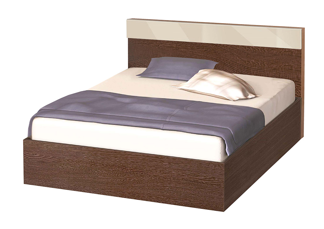 Κρεβάτι ημίδιπλο 120/190 Βέγγε με κρεμ γυαλιστερό, Δήμητρα High, με Δώρο Στρώμα, 194x90x124 εκ., Genomax