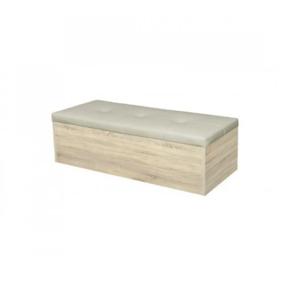 Σκαμπό με αποθηκευτικό χώρο, Praktik, Λευκό/Μπεζ 99x33x36 εκ., Genomax