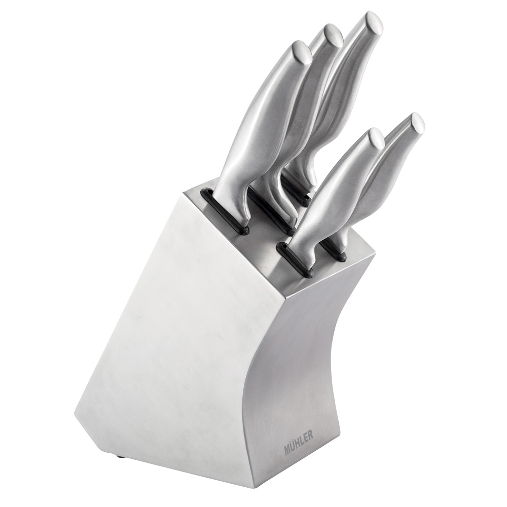 Σετ Μαχαίρια με Βάση από Ανοξείδωτο Ατσάλι MR-681 5τμχ Muhler MR-681