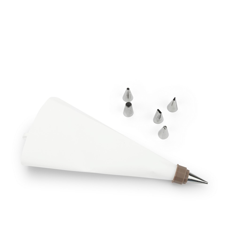 Σετ 1 σακούλα ζαχαροπλαστικής με 6 ανοξείδωτα ακροφύσια διακόσμησης Norsk FR-1775 Luigi Ferrero