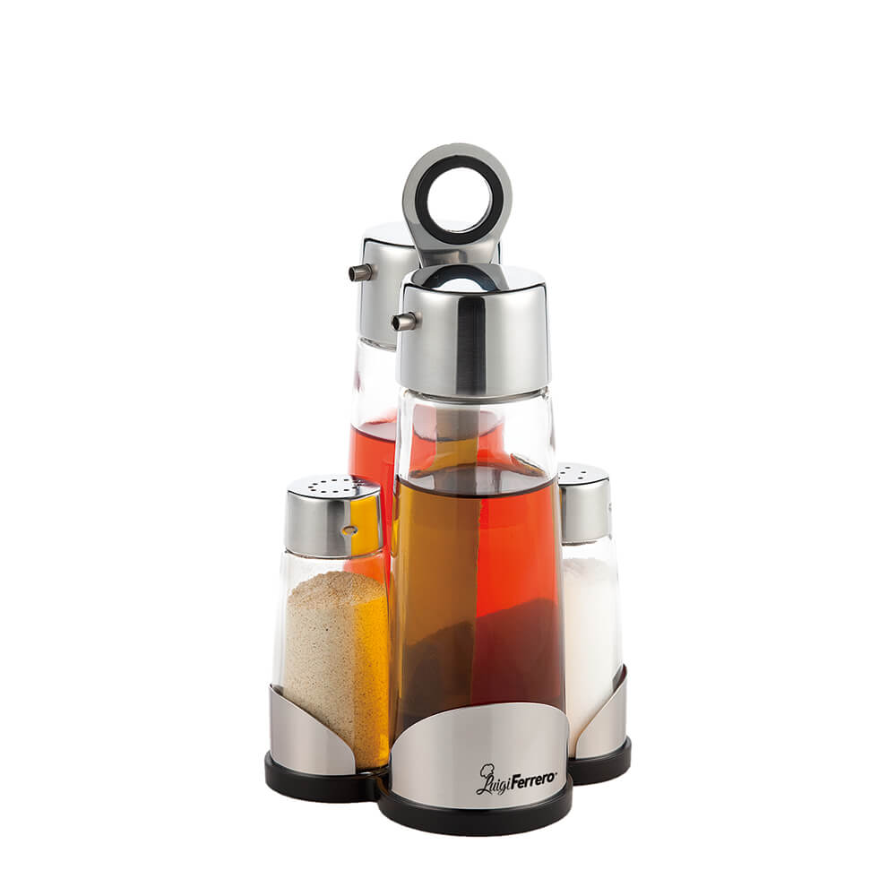 Σετ Λαδόξιδο με Αλατοπίπερο από Ανοξείδωτο Ατσάλι με Ροή 60ml Vienna Luigi Ferrero