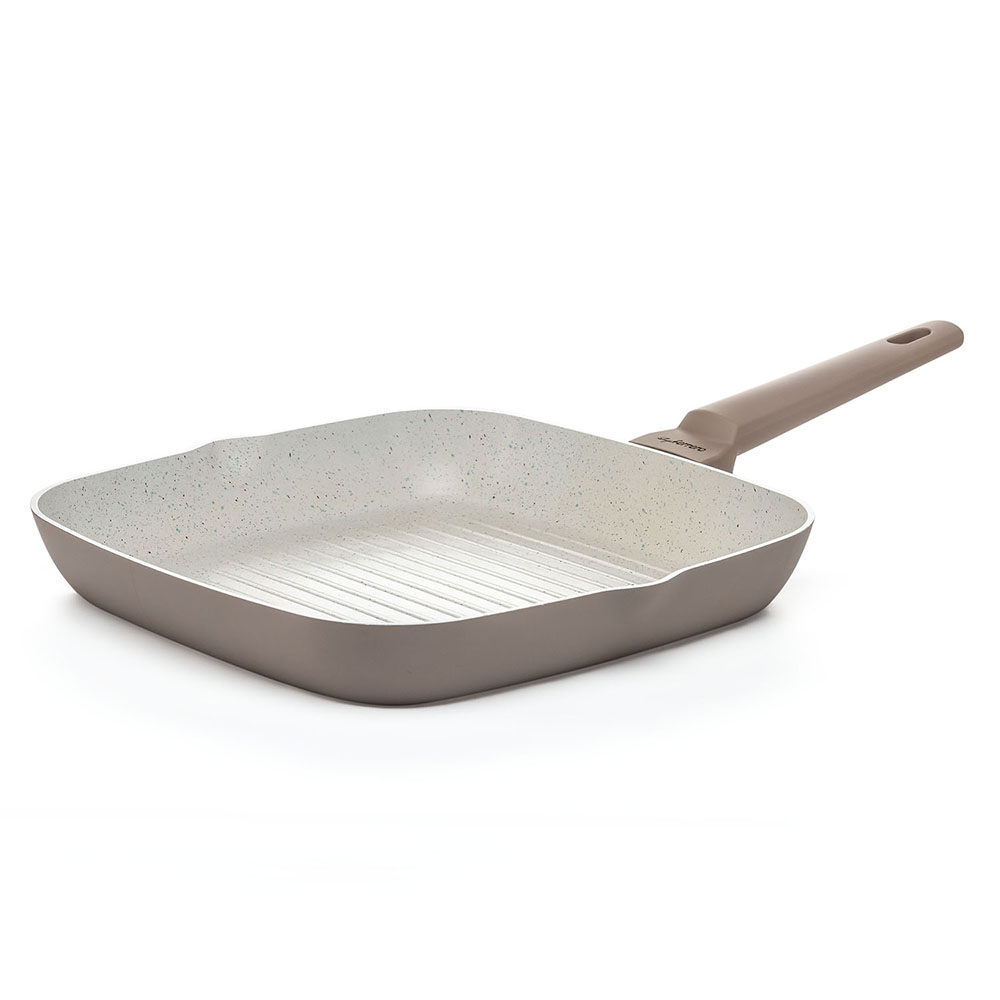 Γκριλιέρα από Αλουμίνιο με Επίστρωση από Πέτρα Beige 28cm FR-5728M Luigi Ferrero