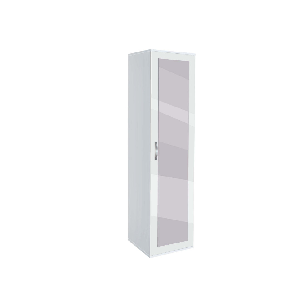 Ντουλάπα Μονόφυλλη με καθρέφτη, AVA 11, Λευκό/Λευκό γυαλιστερό 39x185x50, Genomax