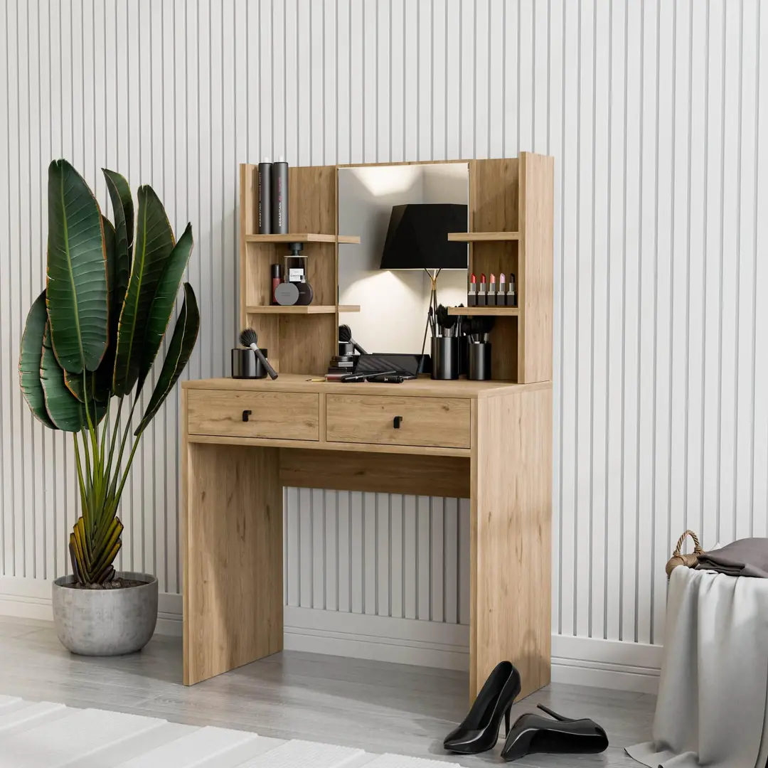 Τουαλέτα με καθρέφτη και ξύλινα πόδια, 2212 Shiny, 80χ45χ132 εκ., All4home