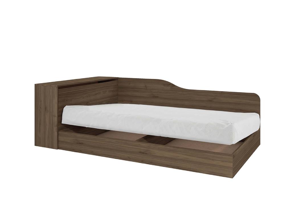 Κρεβάτι ημίδιπλο 120/190 , Flow Καρυδί, 223,5x71x122 εκ., Genomax - Στρώμα με βάση Simo , με ελατήρια, Genomax