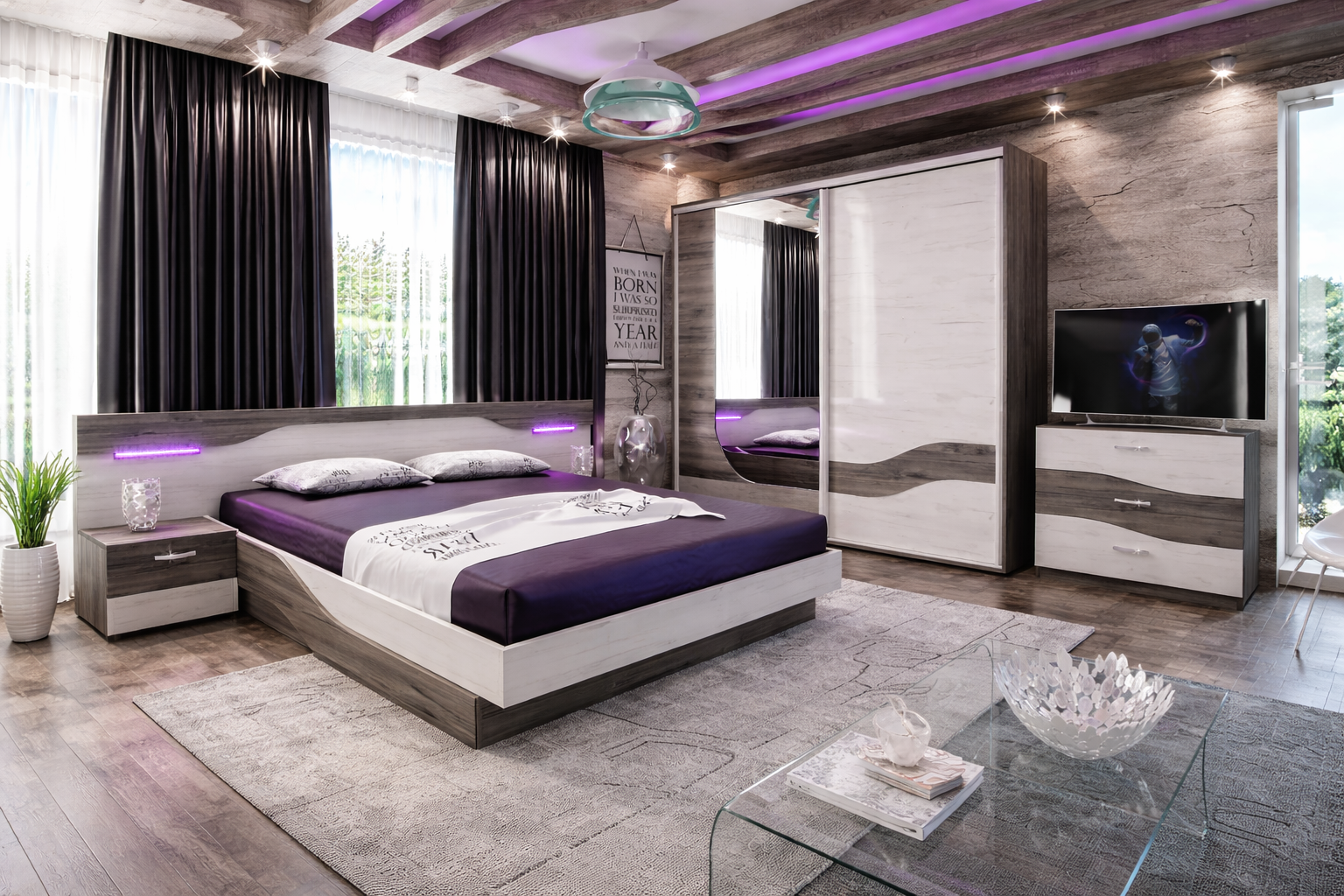 Σετ κρεβατοκάμαρας 3 τεμαχίων, 160/200, Aramo, Genomax - Στρώμα ορθοπεδικό με βάση