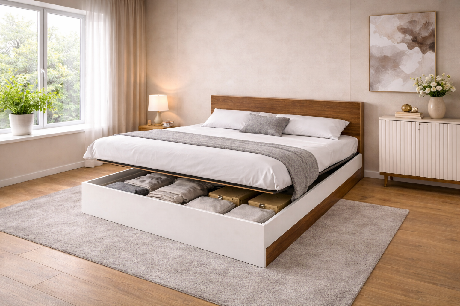 Κρεβάτι με αποθηκευτικό χώρο, 164x90x219, 160/200, Modul 953, Genomax