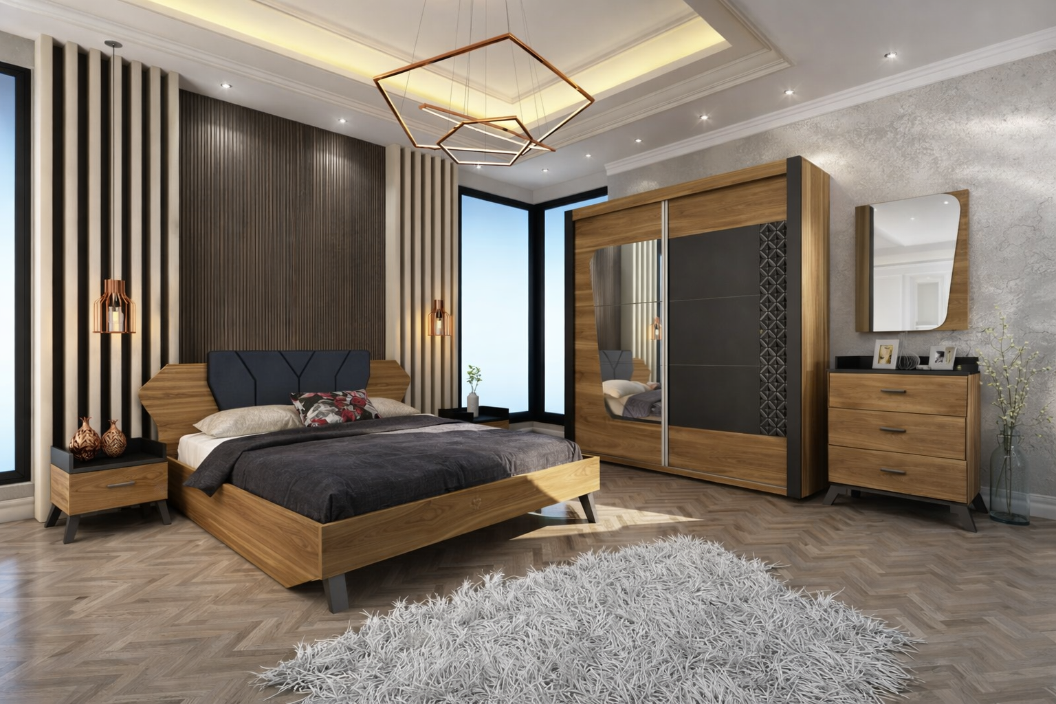 Σετ Κρεβατοκάμαρας 4 τεμαχίων 160/200, Kafe, Genomax - Στρώμα ορθοπεδικό με βάση