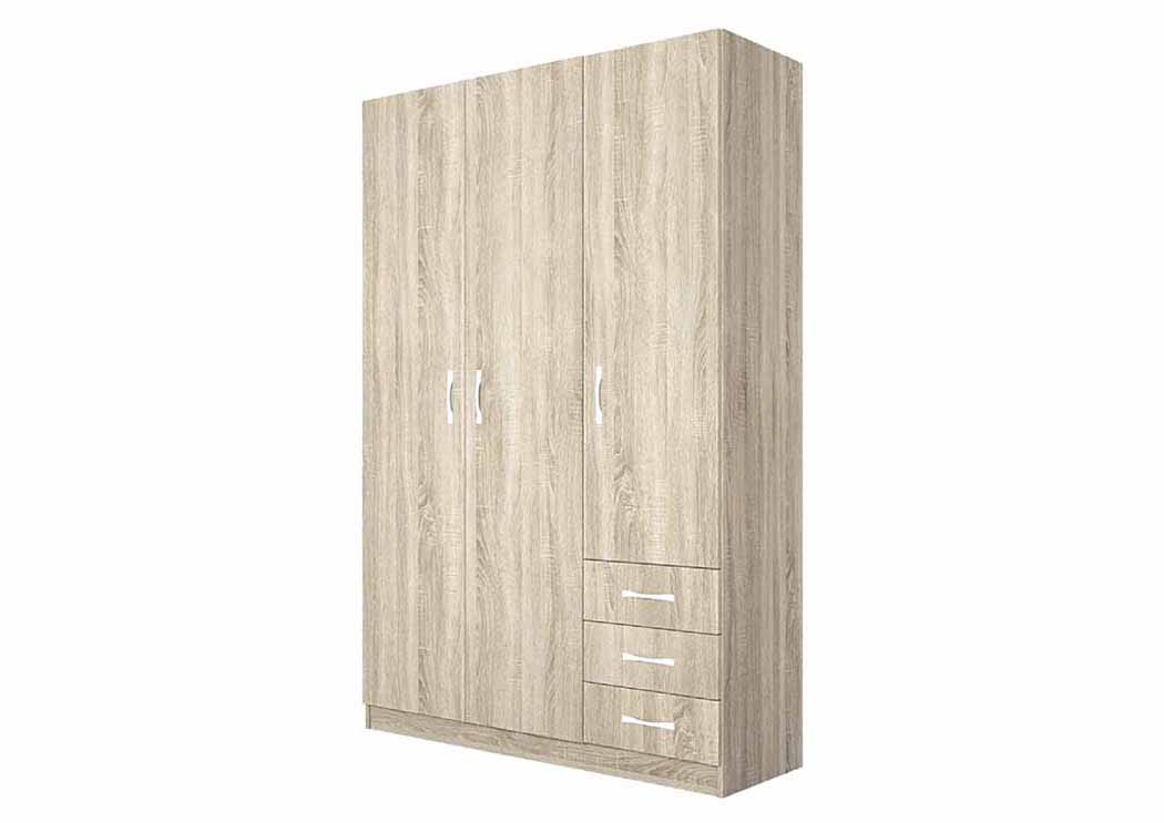 Ντουλάπα Τρίφυλλη με εξωτερικά συρτάρια 1211028 Σόνομα, 191x117.6x52.5 εκ., Genomax