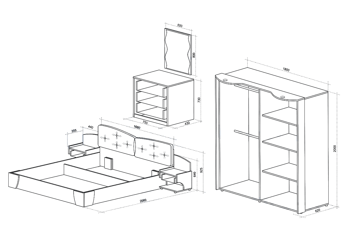 Σετ Κρεβατοκάμαρας 4 τεμαχίων 160/200, Amor-Smart Home με ΔΩΡΟ συρταριέρα, 252,5x260x92,5, Genomax Σετ Κρεβατοκάμαρας 4 τεμαχίων 160/200, Amor-Smart Home με ΔΩΡΟ συρταριέρα, 252,5x260x92,5, Genomax