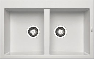 Ένθετος Νεροχύτης, Alazia 2B Snow, 79x50cm, Pyramis