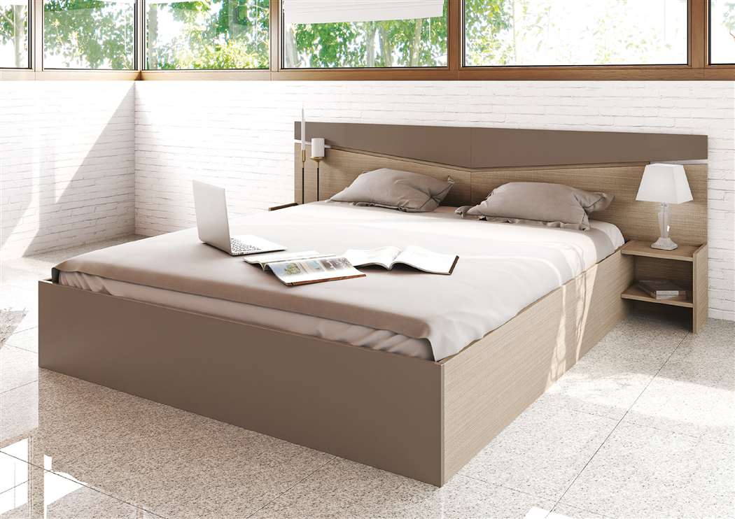 Σετ κρεβατοκάμαρας 3 τεμαχίων,1212007 Μόκα/Latte, με ΔΩΡΟ κουβέρτα. και μηχανισμό ανύψωσης, 226x78x206 εκ., Genomax