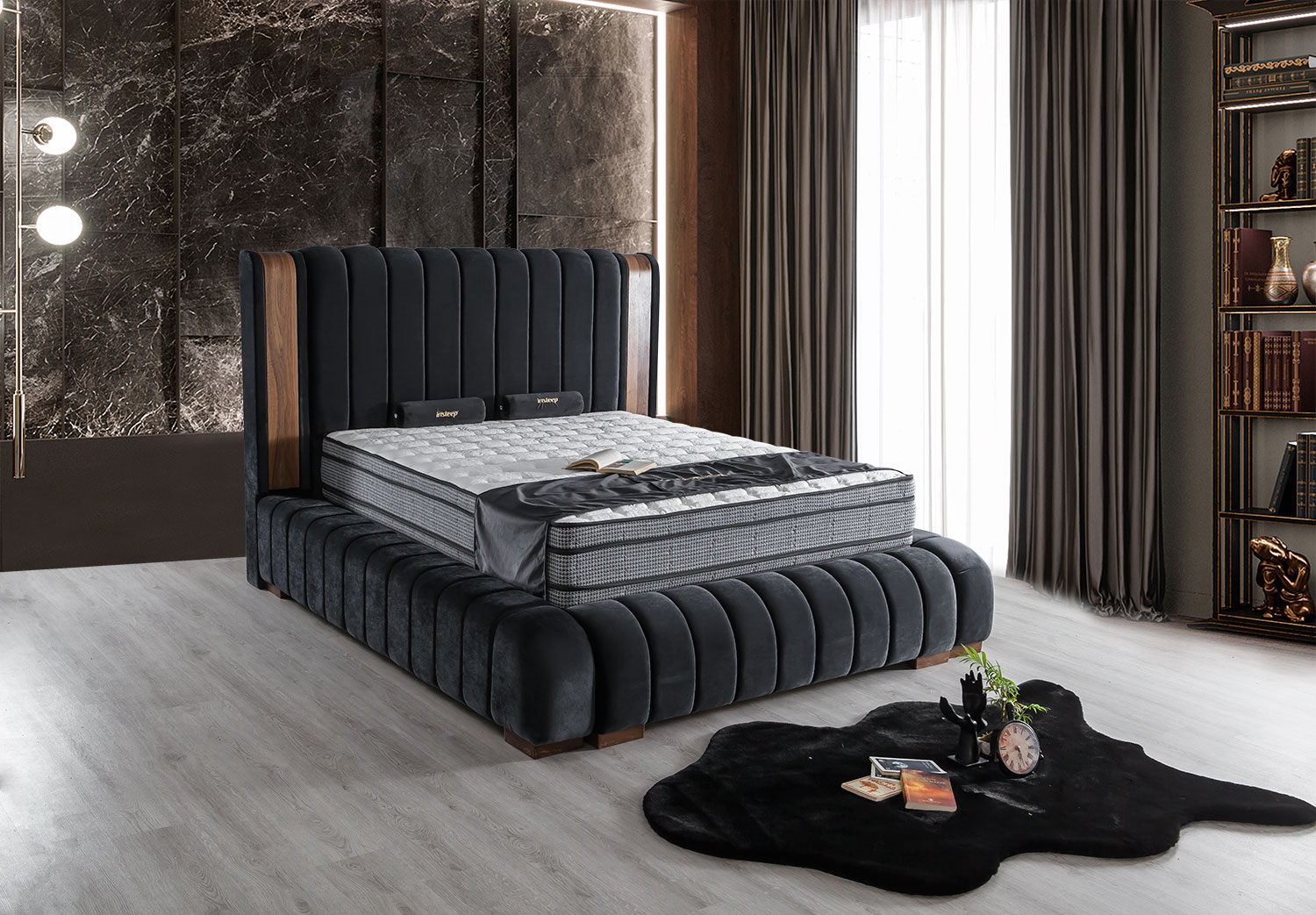 Κρεβάτι υφασμάτινο Papel με αποθηκευτικό χώρο, 160x200 εκ., All4home