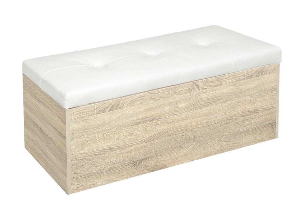 Σκαμπό με αποθηκευτικό χώρο, Praktik, Σόνομα/Λευκό 99x33x36 εκ., Genomax