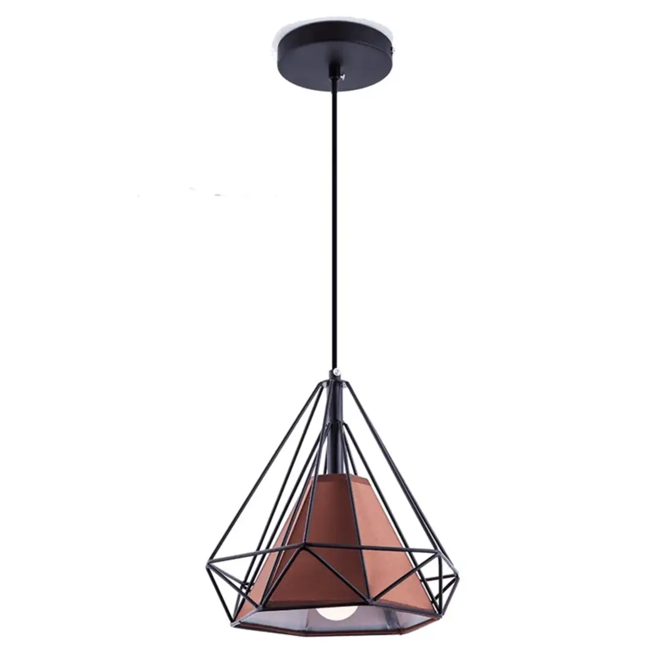 Φωτιστικό κρεμαστό οροφής μονό διαμάντι 25cm με καφέ κάλυμμα E27 C10 CICLIO1B250 Nitorio 15