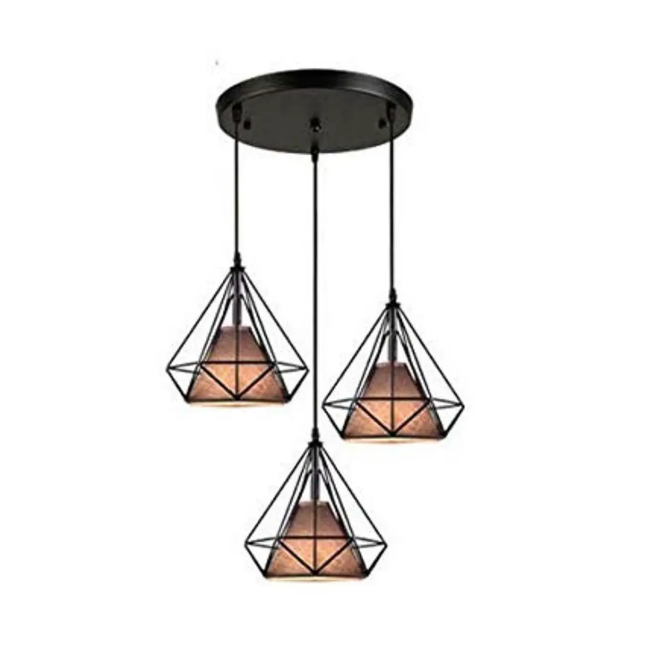 Κρεμαστό φωτιστικό οροφής τριπλό σε σχήμα διαμαντιού 38cm με καφέ κάλυμμα E27 C30 CICLIO3B380 Nitorio 27