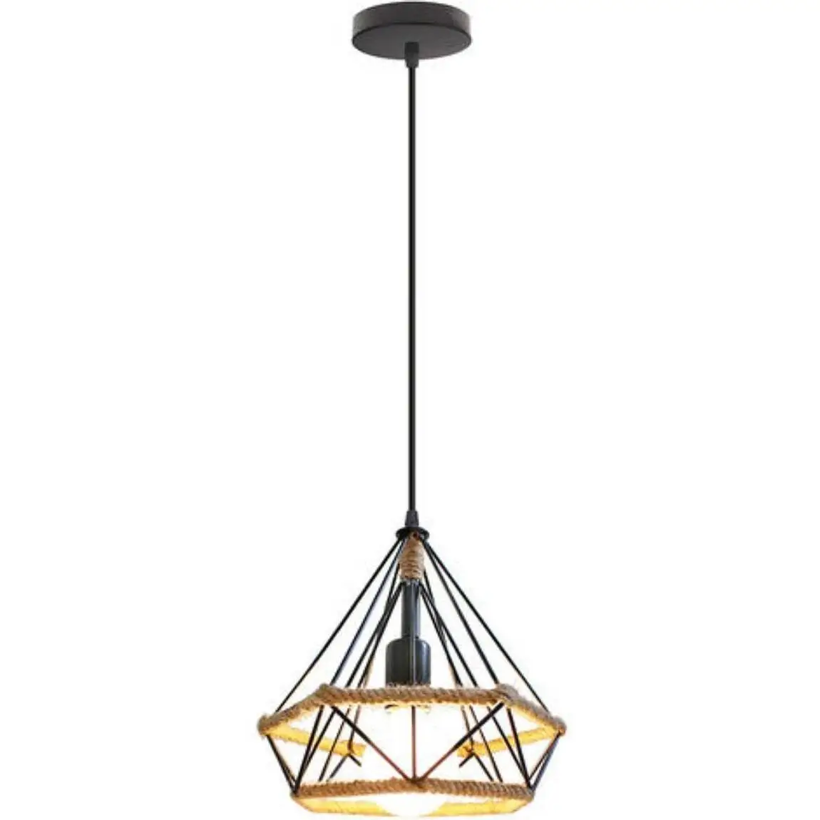 Κρεμαστό φωτιστικό οροφής μονό σε σχήμα διαμαντιού 25cm με σκοινί E27 C10 CICLIOR1250 Nitorio 32