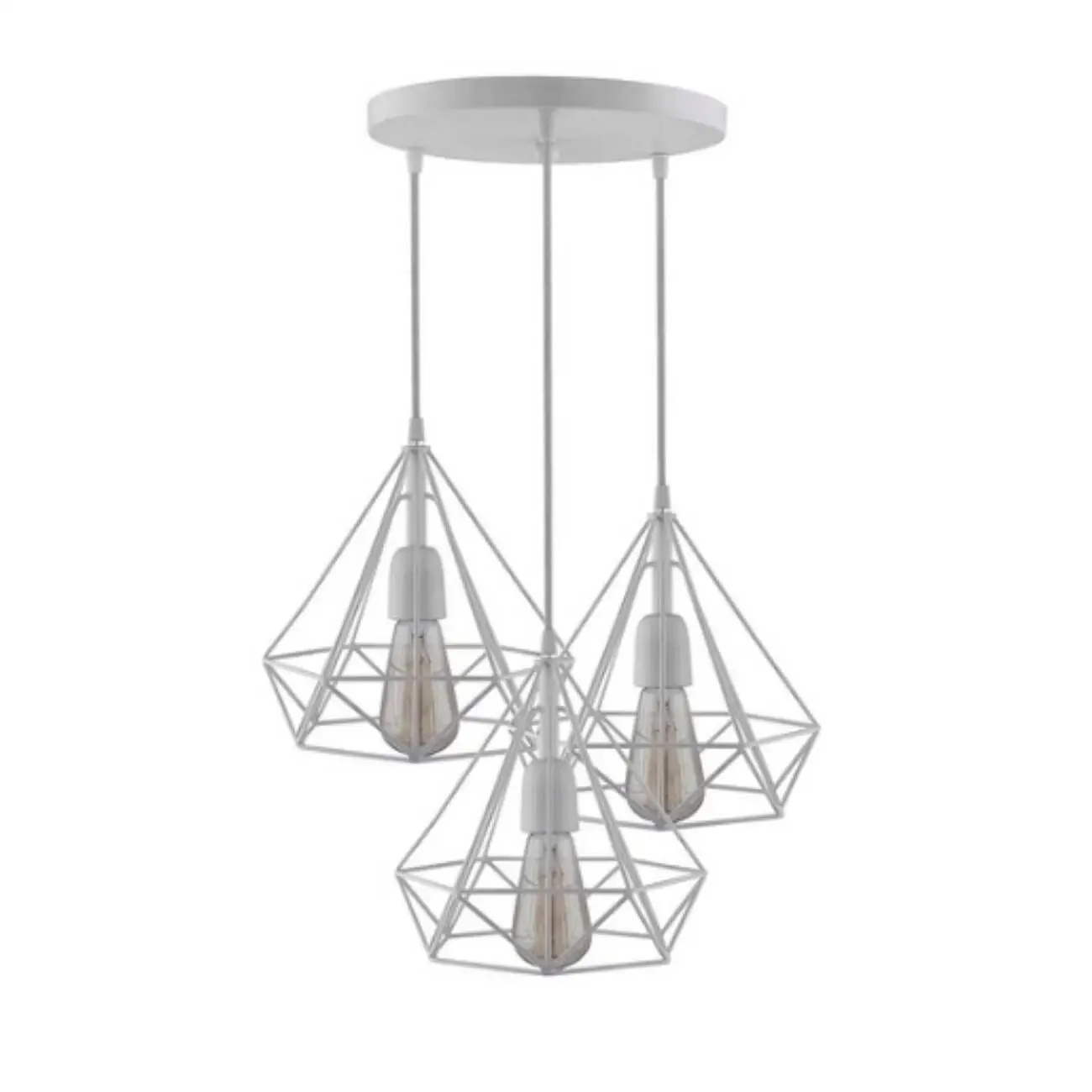 Κρεμαστό φωτιστικό οροφής τριπλό σε σχήμα διαμαντιού 25cm σε λευκό χρώμα 250mm Ε27 C30 CICLIOW3250 Nitorio 37