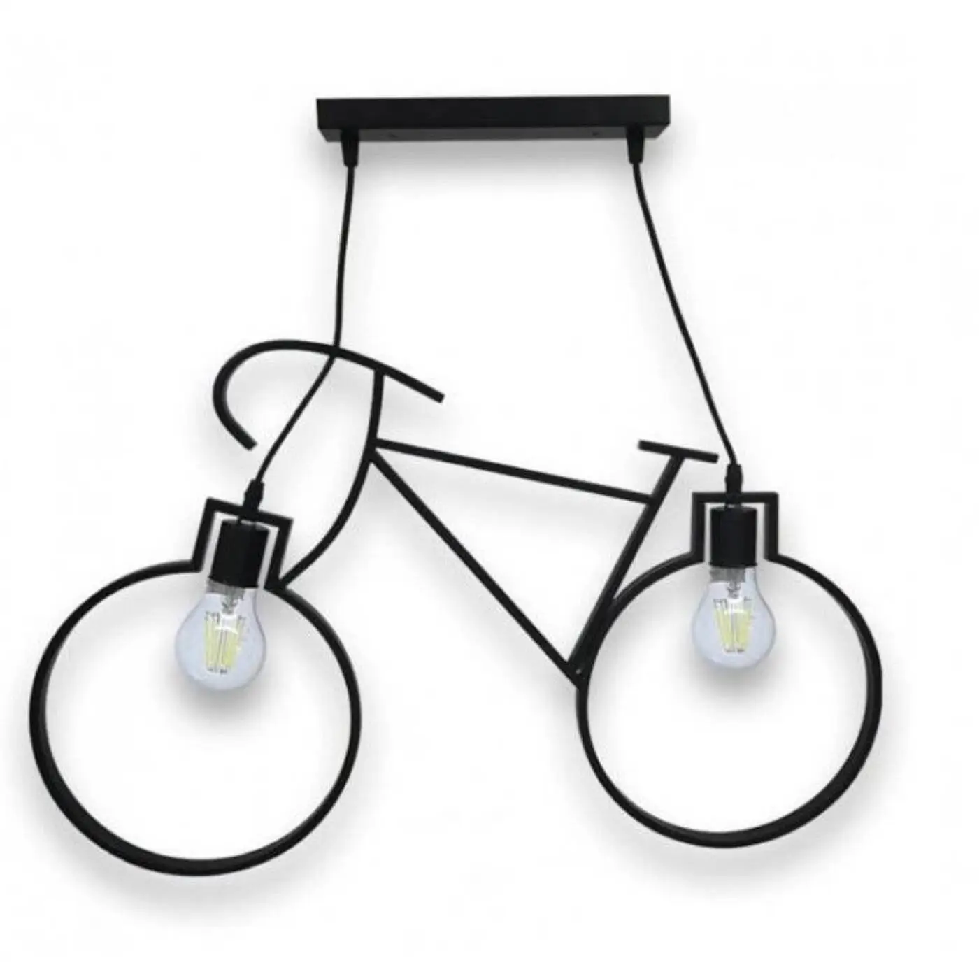 Κρεμαστό φωτιστικό οροφής σχήμα ποδήλατο με ευθεία ροζέτα σε μαύρο χρώμα E27 BIKEB R50