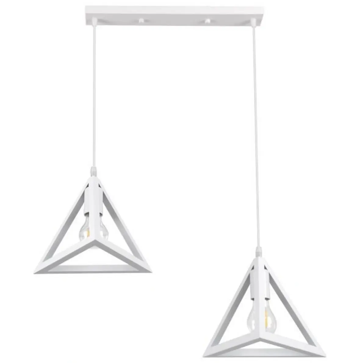 Κρεμαστό φωτιστικό οροφής λευκό δίφωτο σε σχήμα πυραμίδα E27 R50 TRIANG13