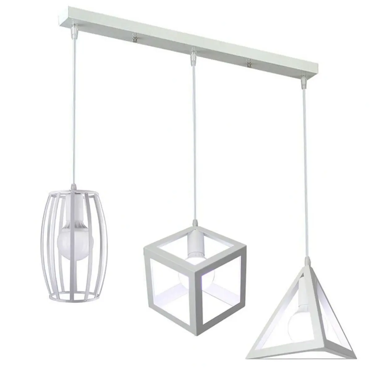 Κρεμαστό φωτιστικό οροφής τριπλό με γεωμετρικά σχήματα λευκό E27 R50 RICO6