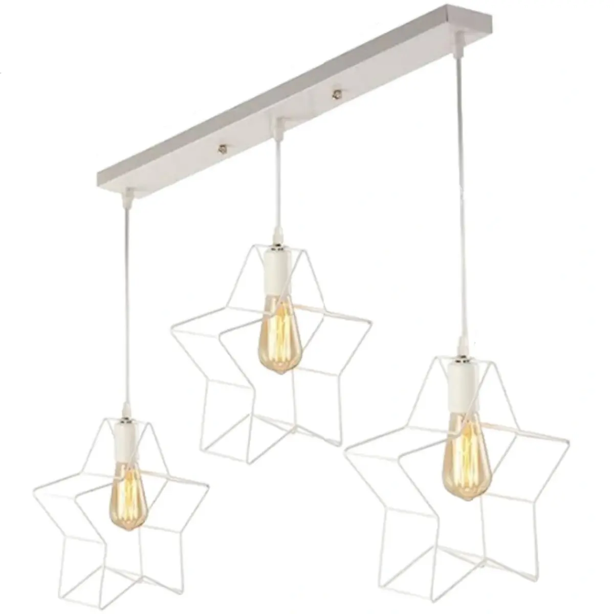 Κρεμαστό φωτιστικό οροφής τριπλό σχήματος αστέρι Ε27 σε λευκό χρώμα R50 STAR7