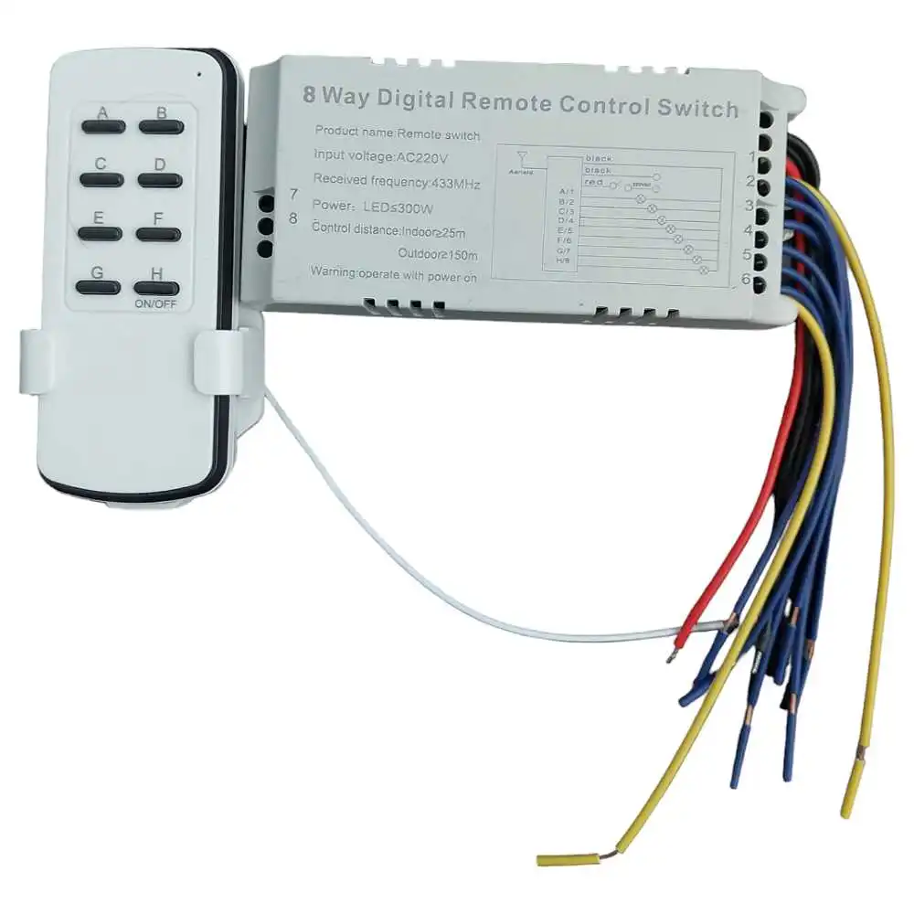 Ασύρματος δέκτης 220V 8 κανάλια με τηλεχειριστήριο