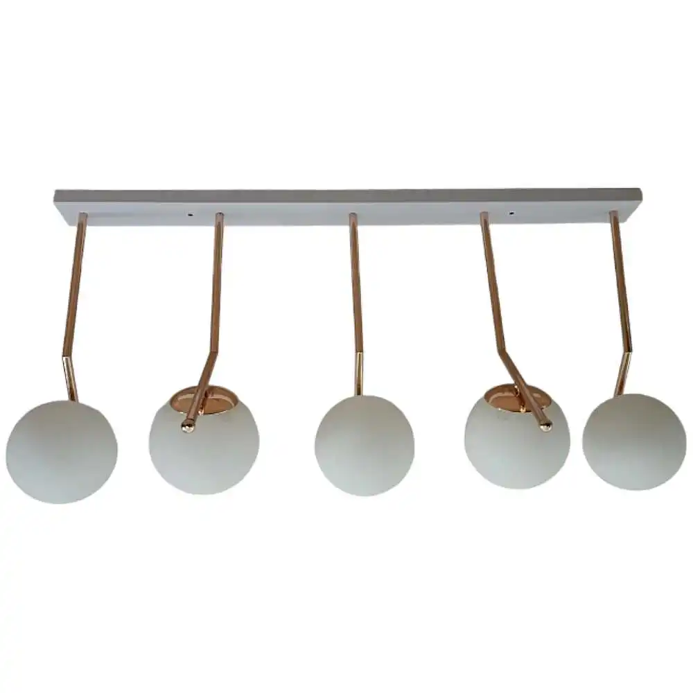 Κρεμαστό φωτιστικό οροφής πολύφωτο με 5 λάμπες G9 σε λευκό χρώμα με χρυσά γυαλιστερά μπράτσα Serenity 46