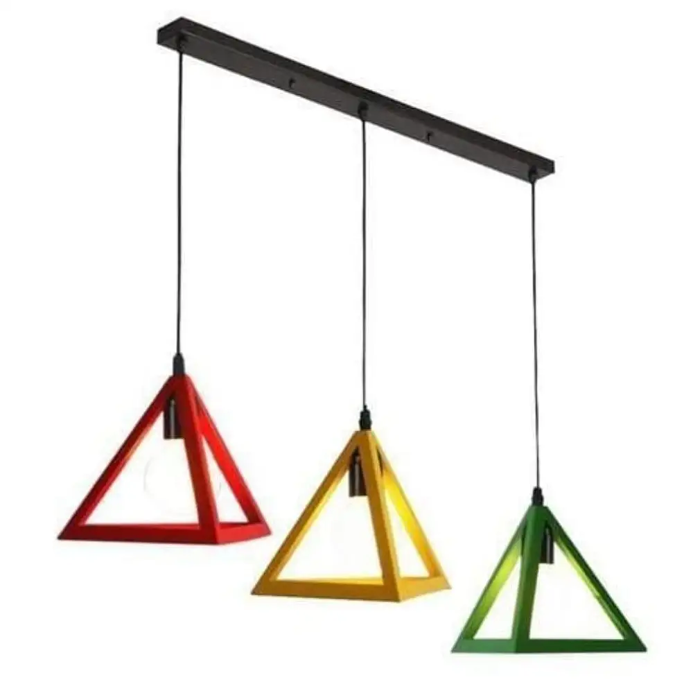 Κρεμαστό φωτιστικό οροφής τριπλό με κόκκινο, κίτρινο και πράσινο τρίγωνο (πυραμίδα) E27 R50 TRIANG26